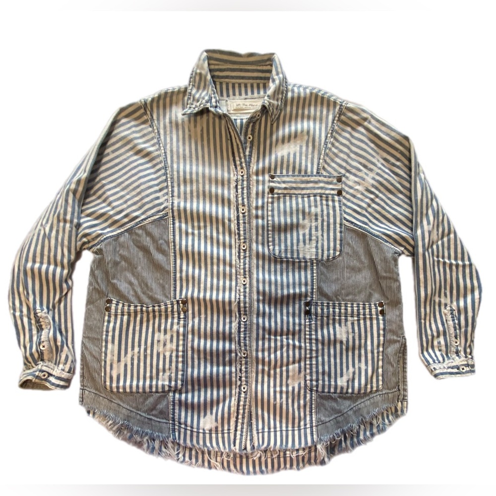 We The Free  Railroad Striped Shirt XS - Picture 3 of 12